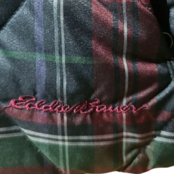 EDDIE BAUER Women’s Quilted Plaid Goose Down Vest - Size Large - Picture 8 of 10